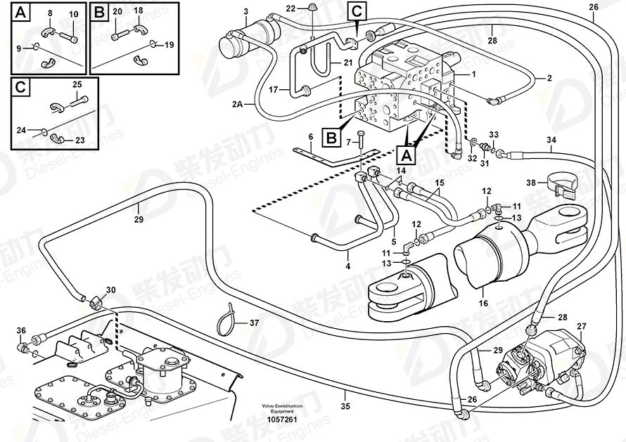 VOLVO Hose assembly 15198039 Drawing VOLVO Hose assembly 15198039 Drawing