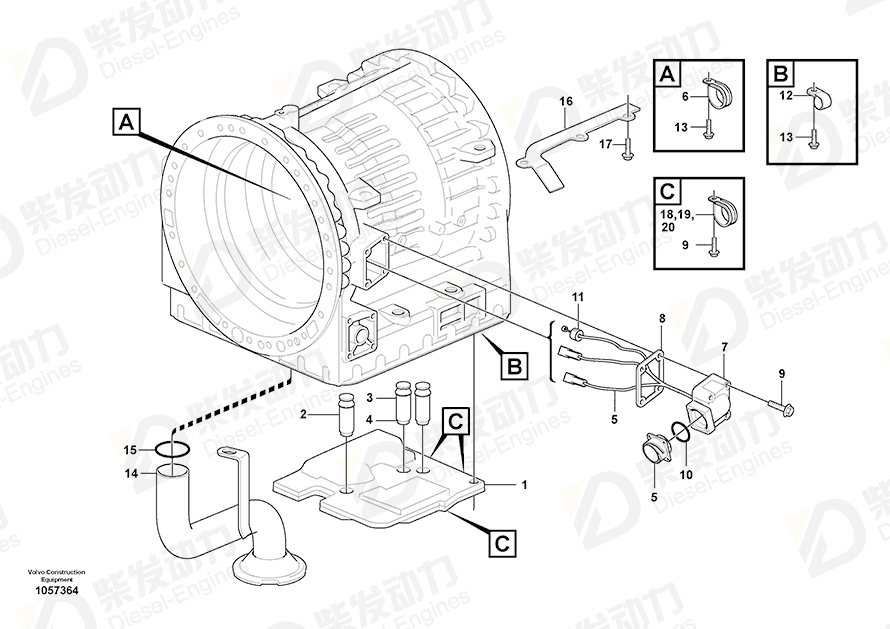 VOLVO Cable harness 11430037 Drawing