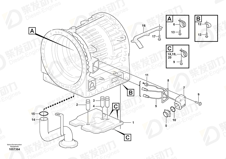 VOLVO Cable harness 11430037 Drawing VOLVO Cable harness 11430037 Drawing