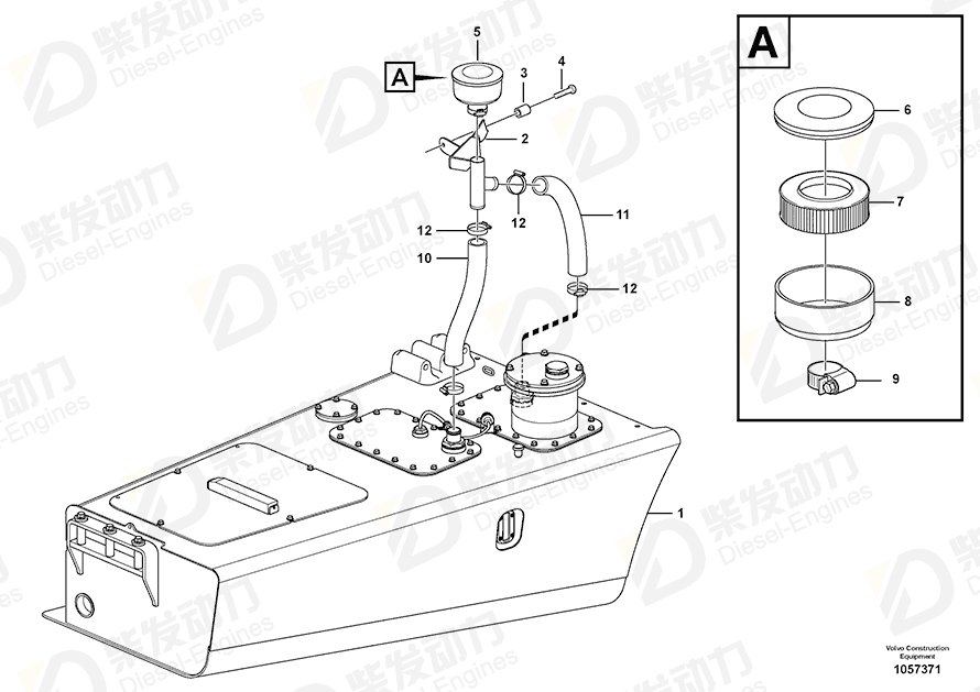 VOLVO Hydraulic fluid tank 16803049 Drawing