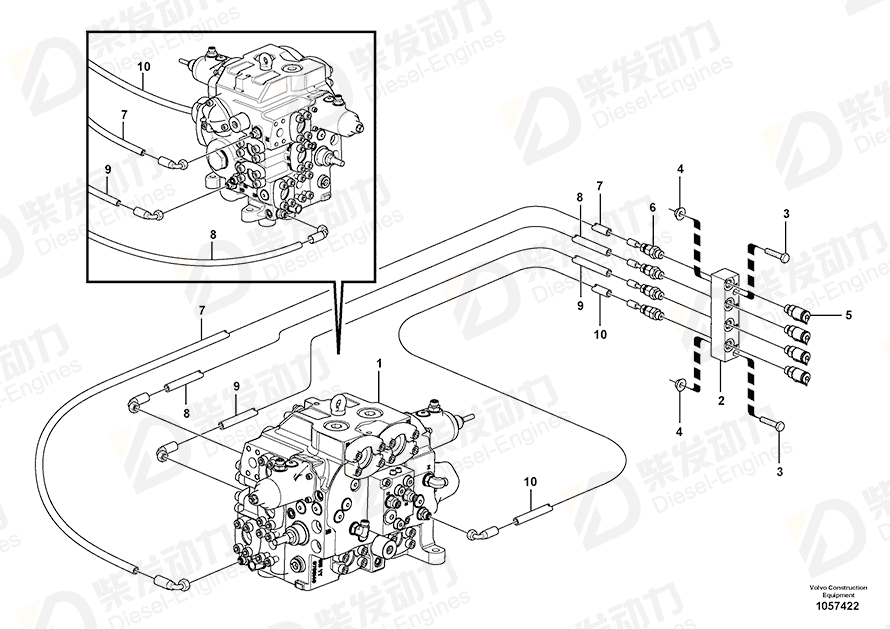VOLVO Hose assembly 15112360 Drawing VOLVO Hose assembly 15112360 Drawing