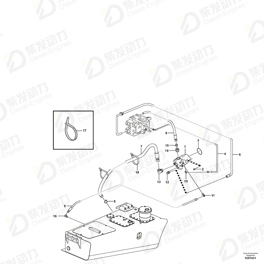 VOLVO Hydraulic hose 16804978 Drawing VOLVO Hydraulic hose 16804978 Drawing