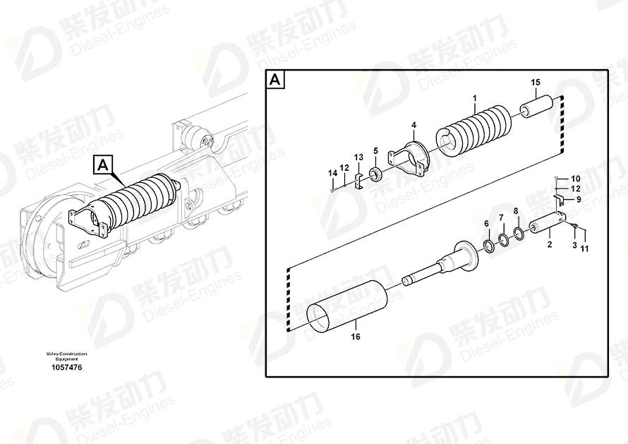 VOLVO Recoil spring 14617702 Drawing