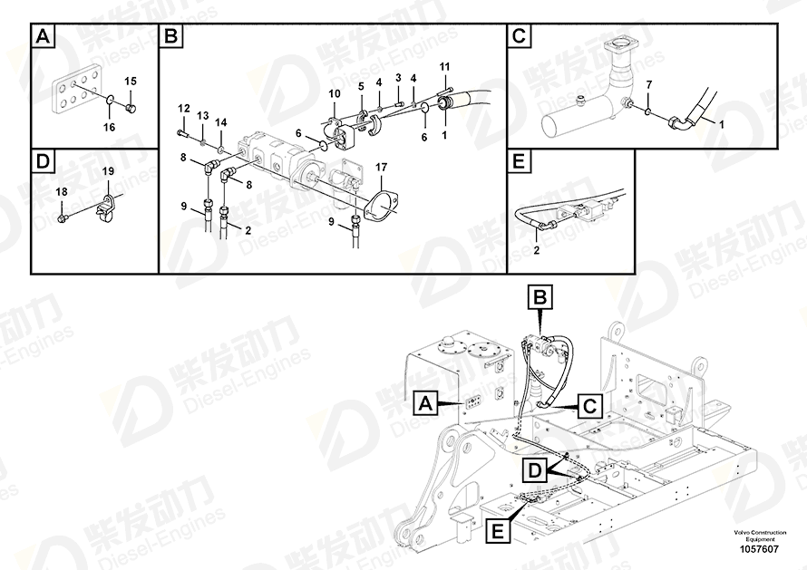 VOLVO Hose 14627830 Drawing