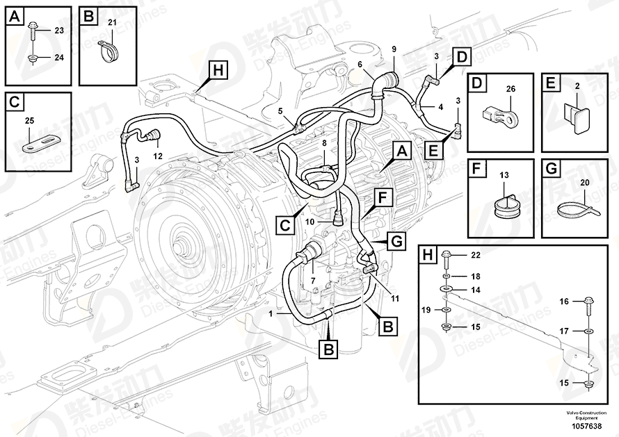 VOLVO Cable harness 15186494 Drawing VOLVO Cable harness 15186494 Drawing