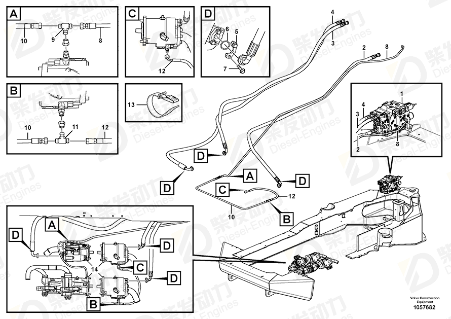 VOLVO Hydraulic hose 15181309 Drawing