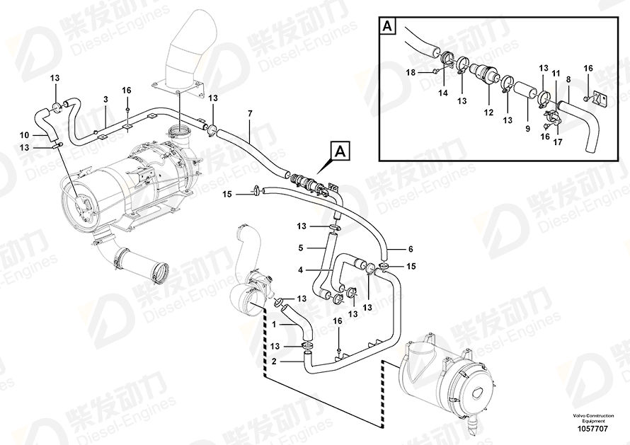 VOLVO Hose 14607805 Drawing