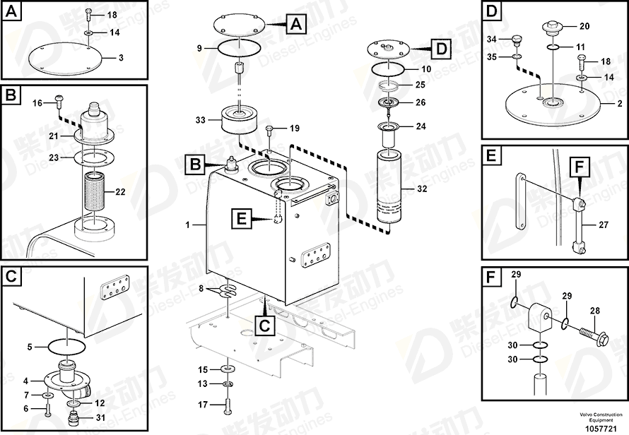 VOLVO Hydraulic fluid tank 14612222 Drawing