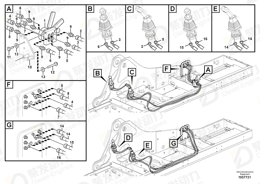 VOLVO Hose assembly 15167158 Drawing VOLVO Hose assembly 15167158 Drawing