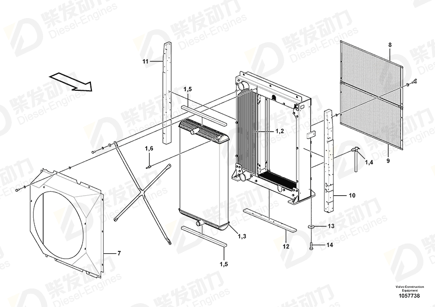 VOLVO Charge air cooler 15137763 Drawing