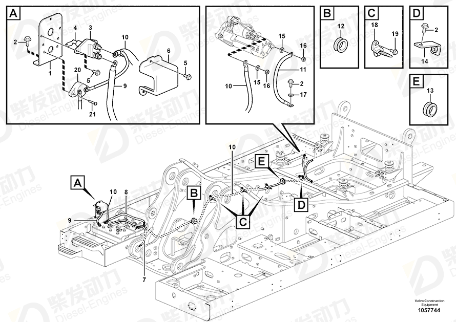 VOLVO Battery cable 14639165 Drawing VOLVO Battery cable 14639165 Drawing