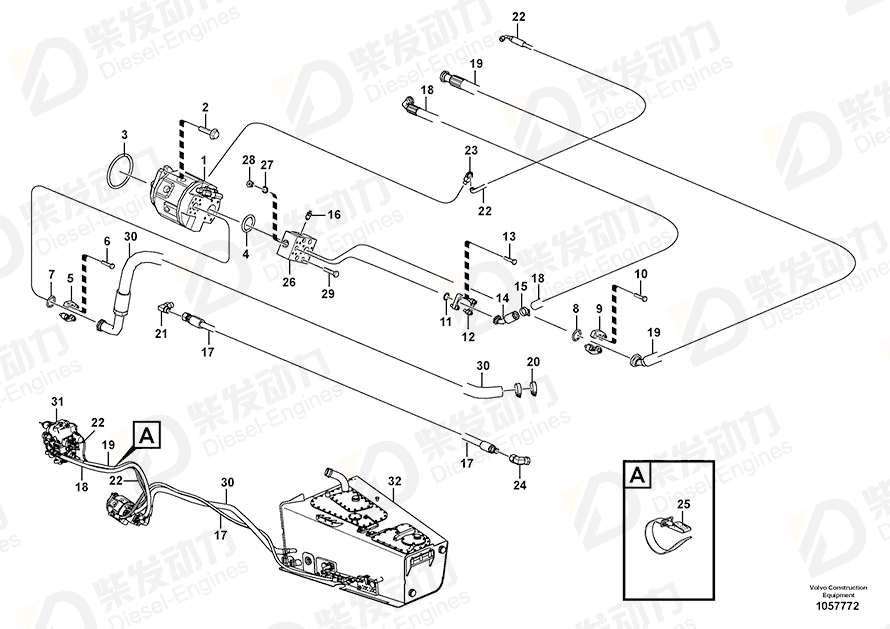 VOLVO Hose assembly 15187090 Drawing