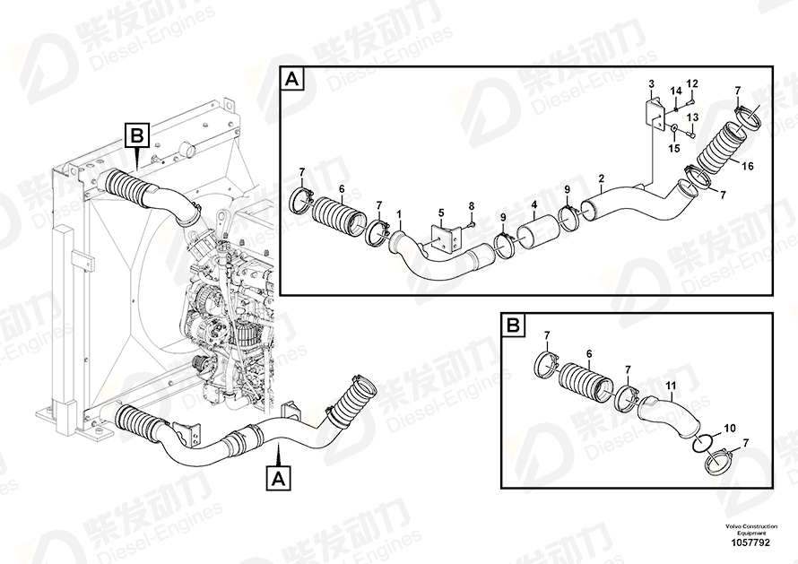 VOLVO Charge air hose 15119849 Drawing