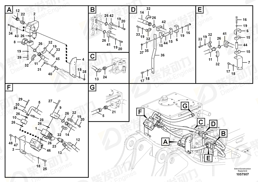 VOLVO Hose assembly 15107890 Drawing