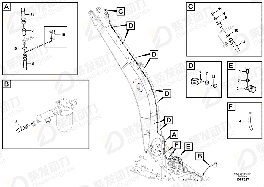 VOLVO Hose assembly 15187363 Drawing