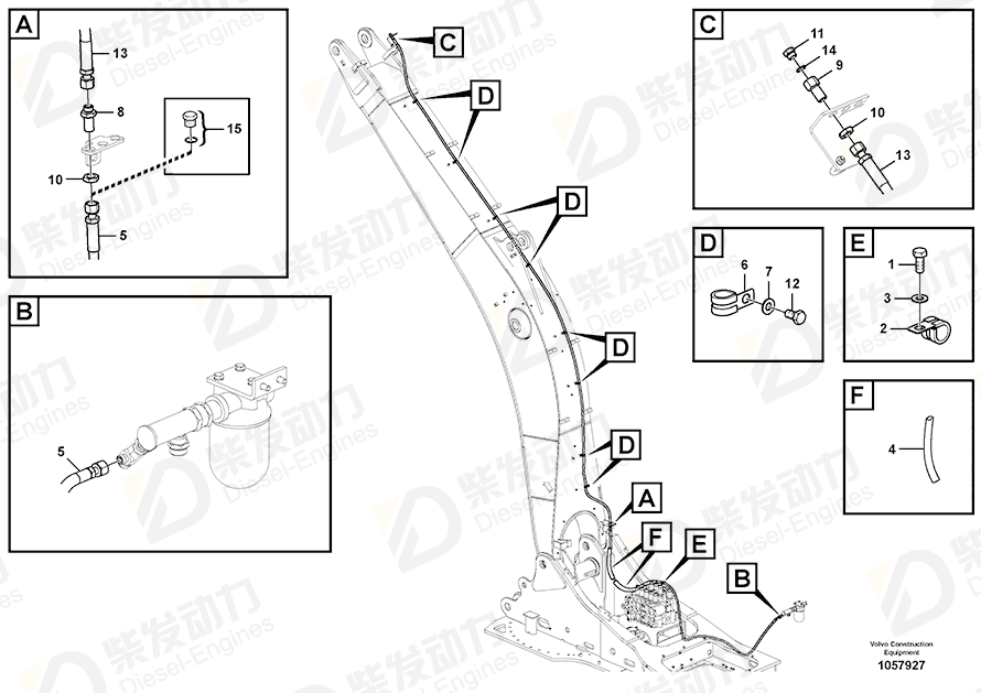 VOLVO Hose assembly 15187363 Drawing VOLVO Hose assembly 15187363 Drawing