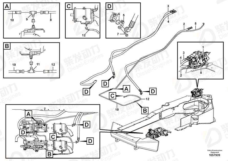 VOLVO Hose assembly 938018 Drawing