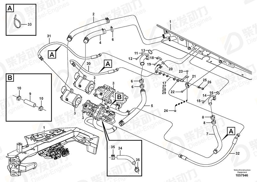 VOLVO Hose assembly 15196286 Drawing