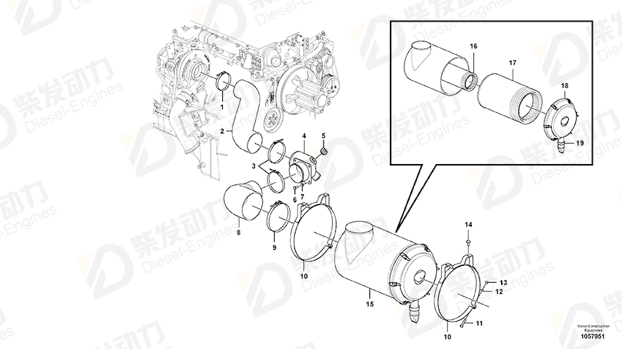 VOLVO Hose clamp SA9313-10750 Drawing