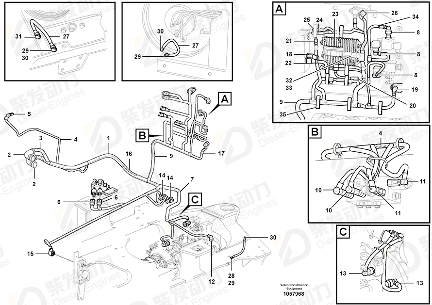 VOLVO Cable harness 17201375 Drawing