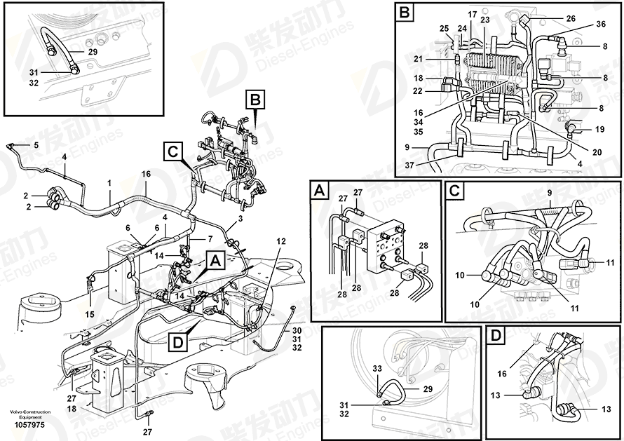VOLVO Cable harness 17201380 Drawing VOLVO Cable harness 17201380 Drawing