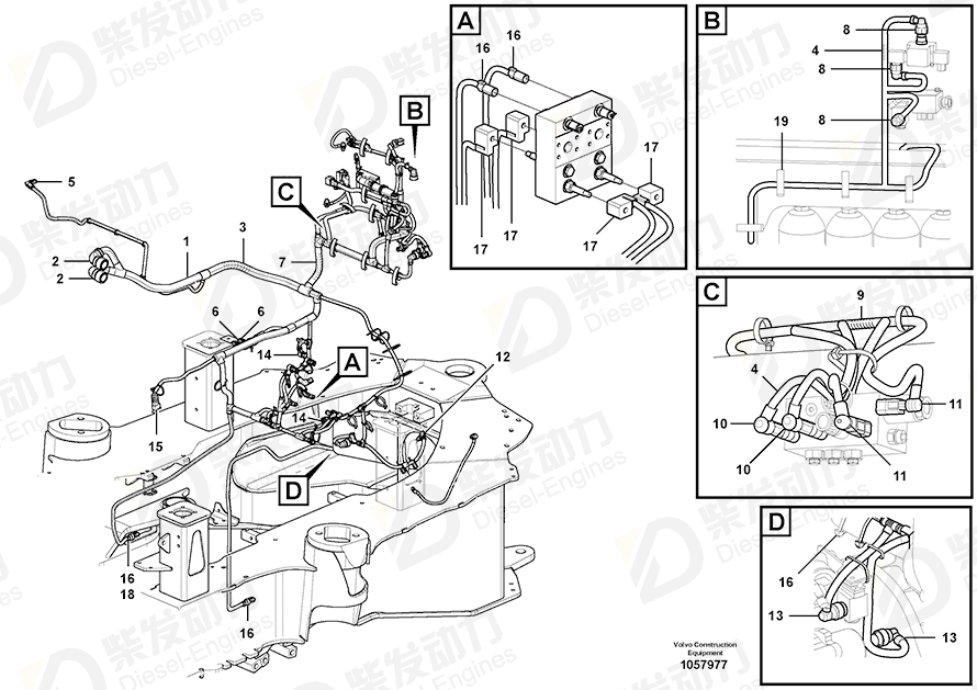 VOLVO Cable harness 17231422 Drawing VOLVO Cable harness 17231422 Drawing