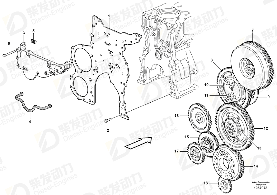 VOLVO Timing gear plate 17240549 Drawing