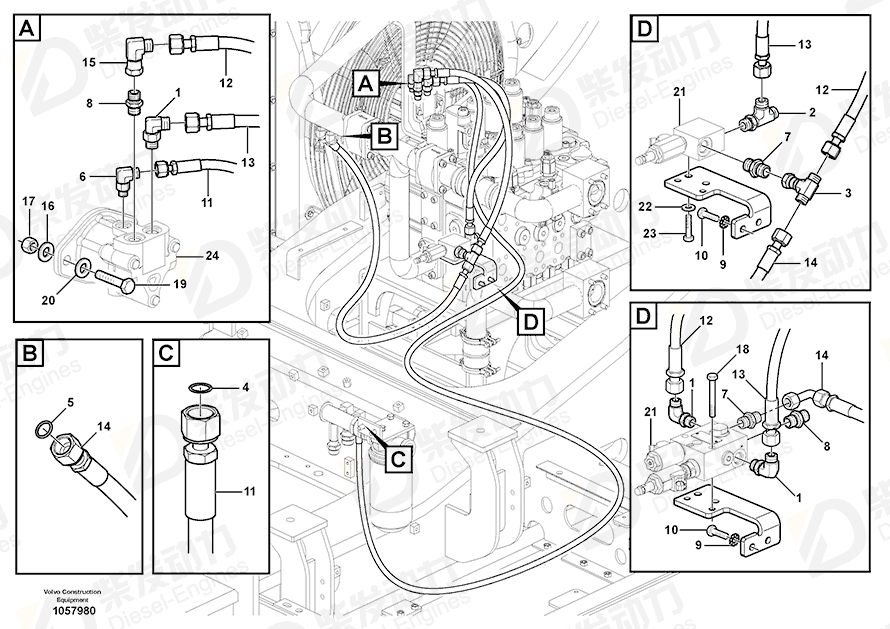 VOLVO Hose assembly 15187367 Drawing VOLVO Hose assembly 15187367 Drawing