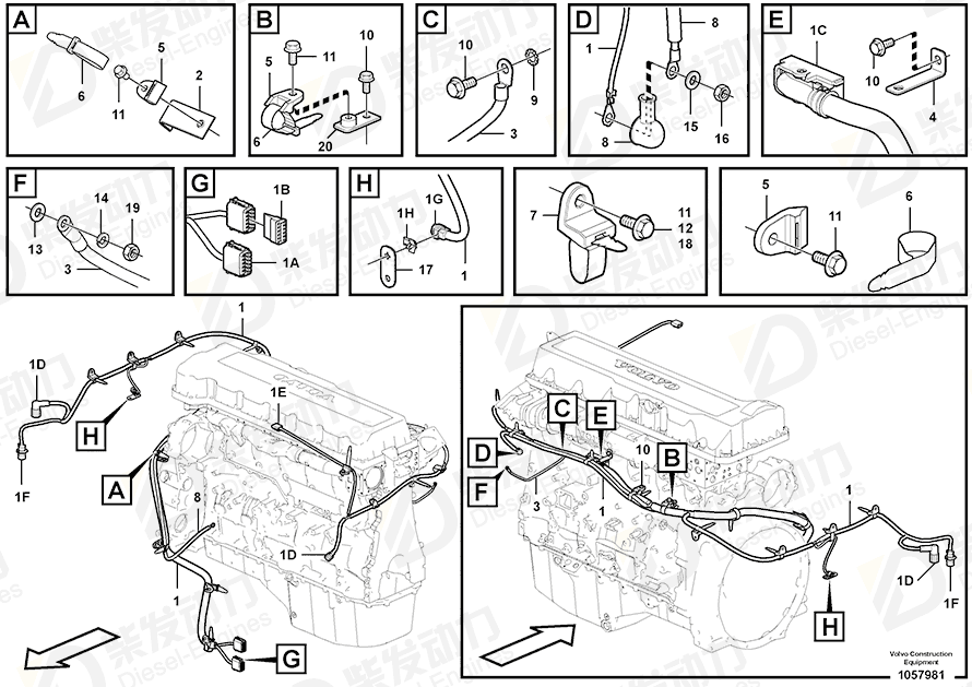 VOLVO Cable harness 14626191 Drawing