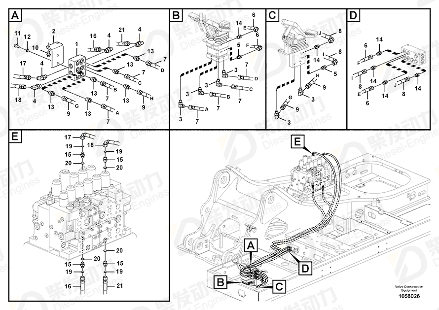 VOLVO Hose assembly 15141222 Drawing VOLVO Hose assembly 15141222 Drawing