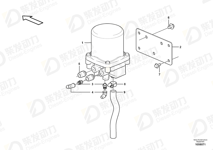 VOLVO Hose clamp SA9312-00008 Drawing