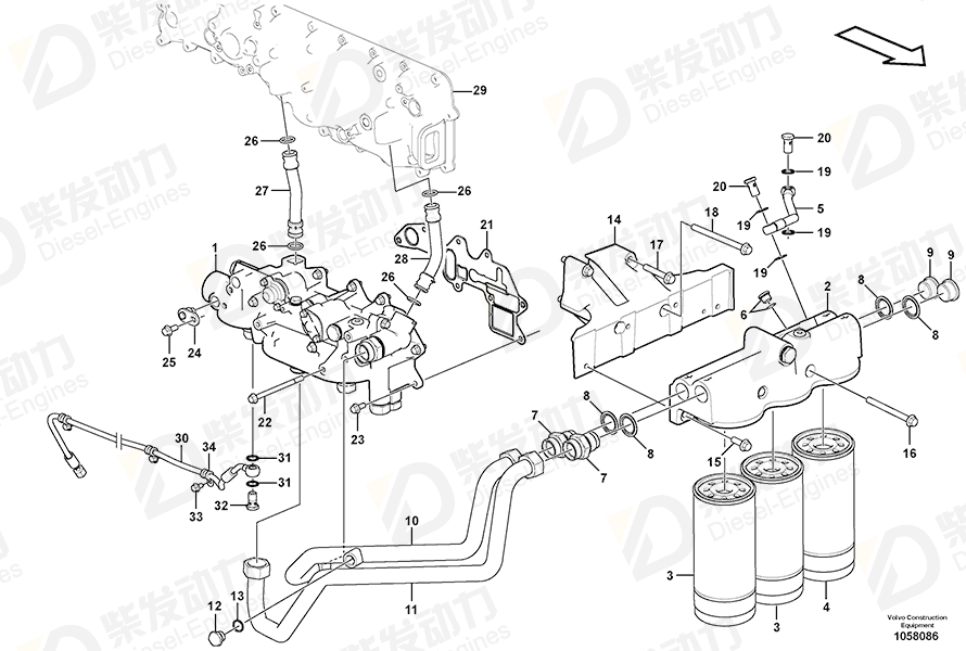 VOLVO Oil pipe 15137905 Drawing