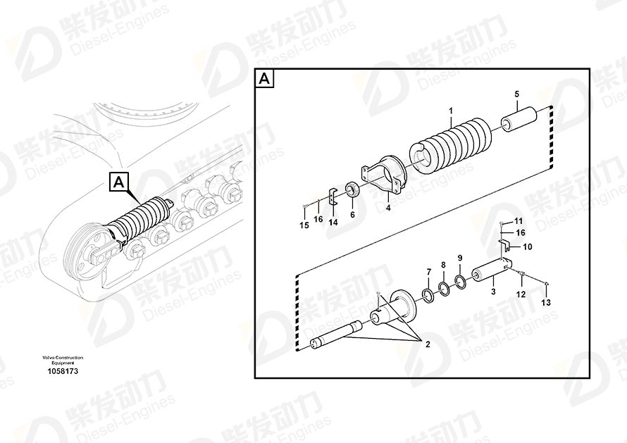 VOLVO Recoil spring 14671764 Drawing