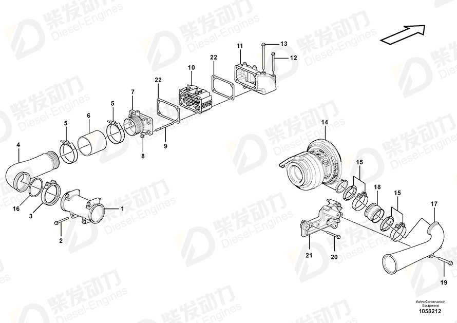 VOLVO Charge air pipe 15120979 Drawing