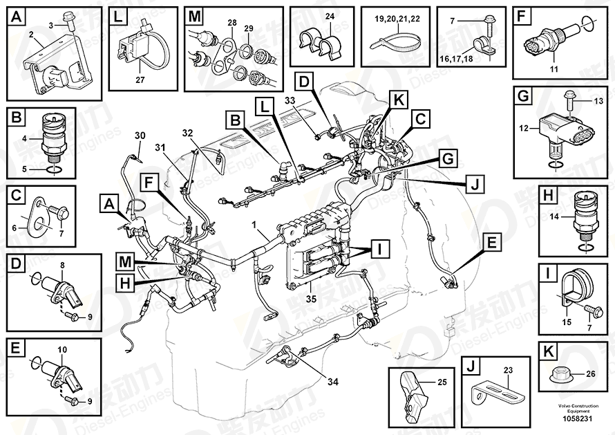 VOLVO Cable harness 15029765 Drawing VOLVO Cable harness 15029765 Drawing