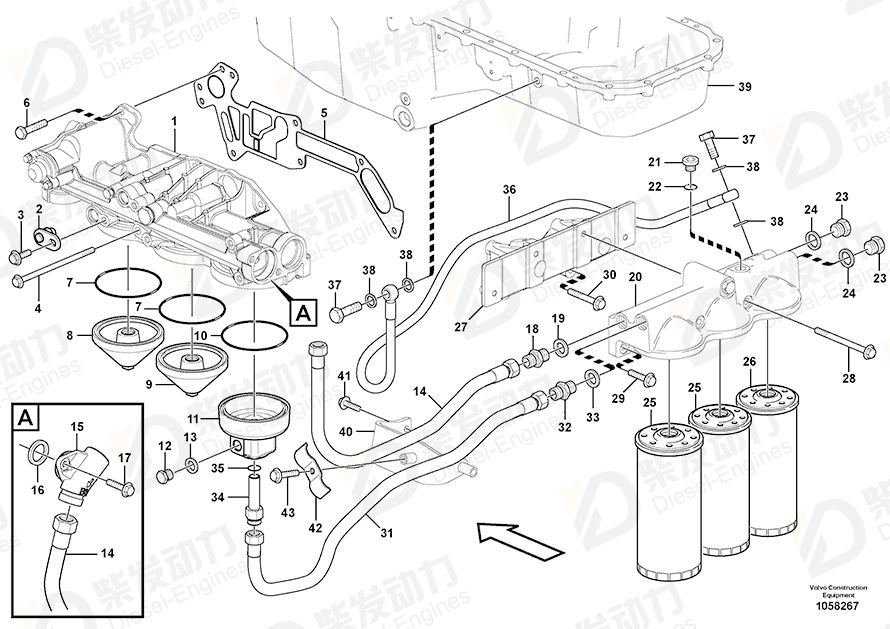 VOLVO Oil hose 11128800 Drawing