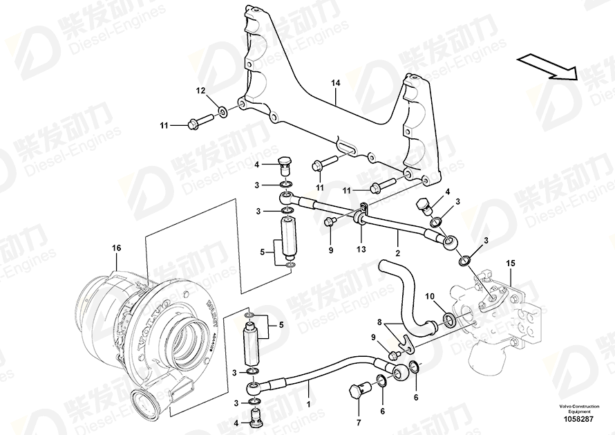 VOLVO Coolant pipe 15098129 Drawing