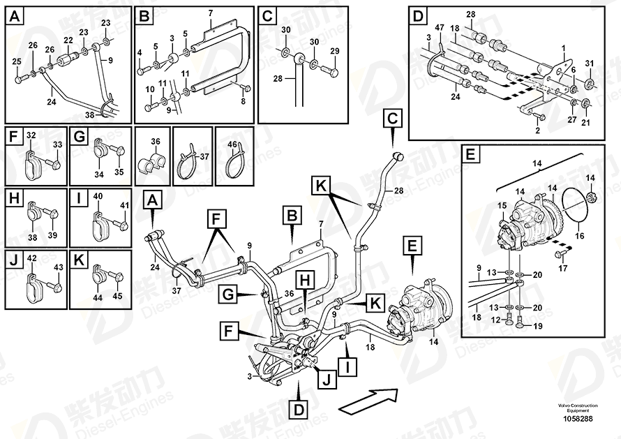 VOLVO Fuel pipe 15186200 Drawing