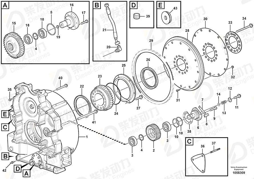 VOLVO Flywheel housing 15030015 Drawing VOLVO Flywheel housing 15030015 Drawing