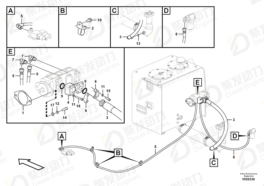 VOLVO Hose assembly 15174346 Drawing