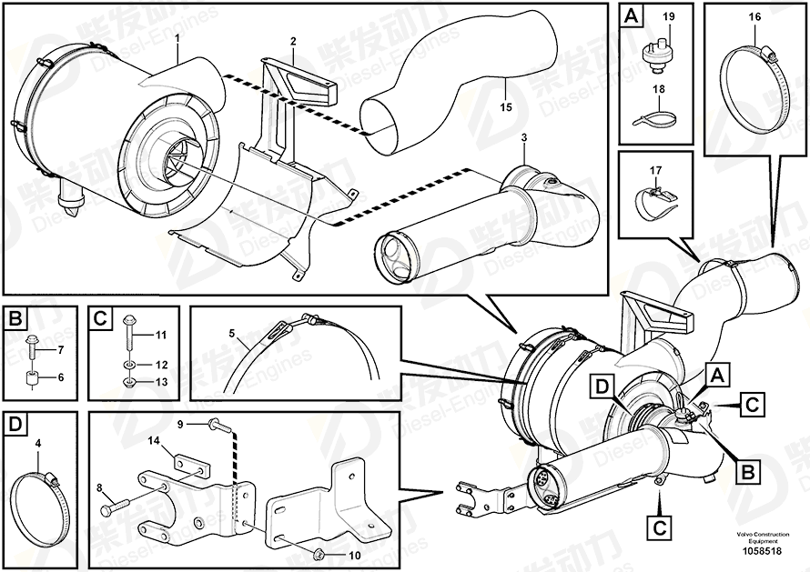 VOLVO Ventilation hose 15135895 Drawing VOLVO Ventilation hose 15135895 Drawing