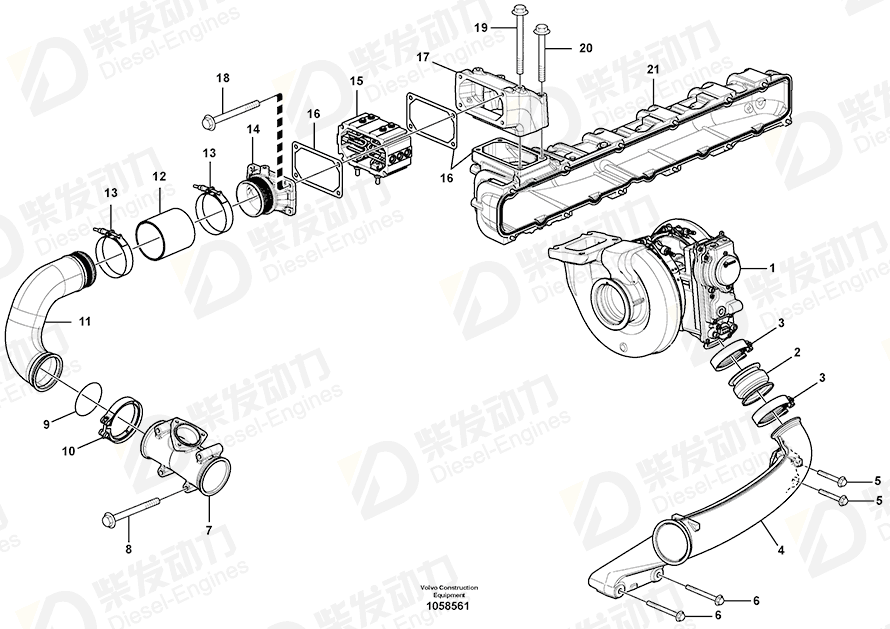 VOLVO Hose clamp 21564093 Drawing
