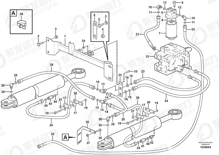 VOLVO Hose assembly 15191568 Drawing
