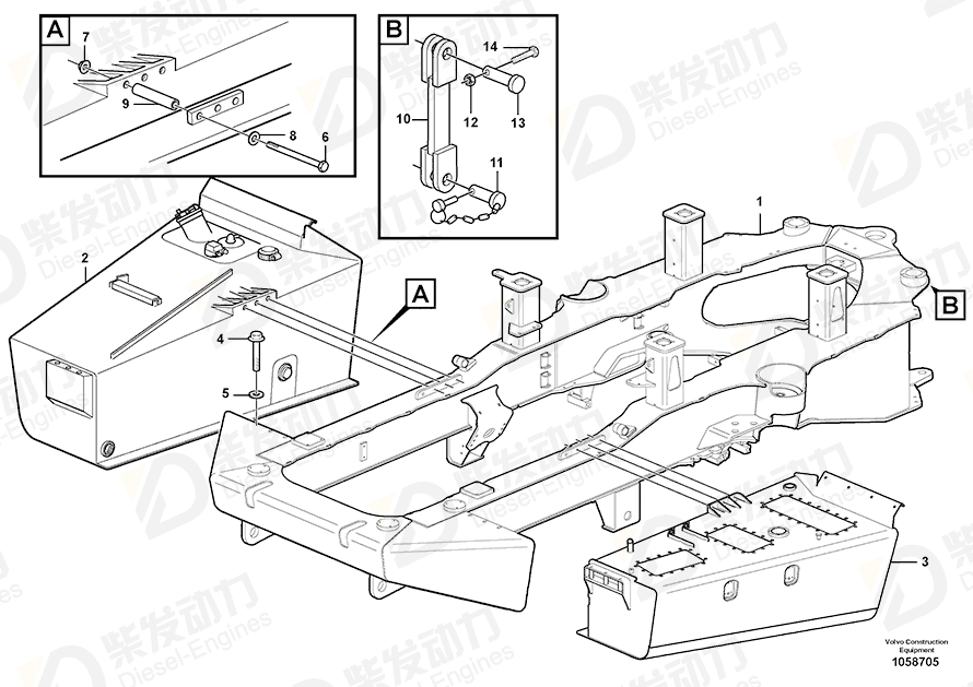 VOLVO Front frame 16826155 Drawing