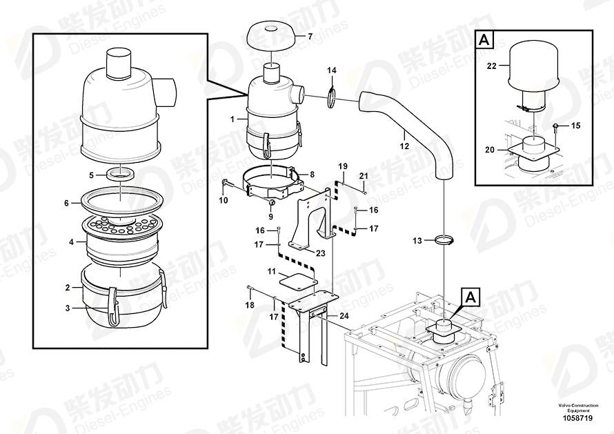 VOLVO Hose clamp SA9313-10475 Drawing