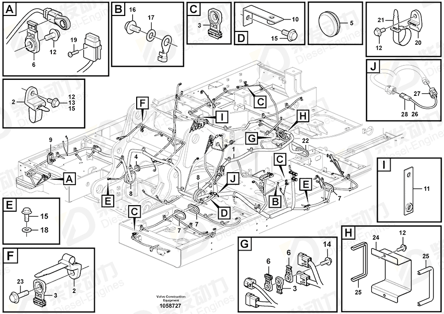 VOLVO Cable harness 14639166 Drawing VOLVO Cable harness 14639166 Drawing