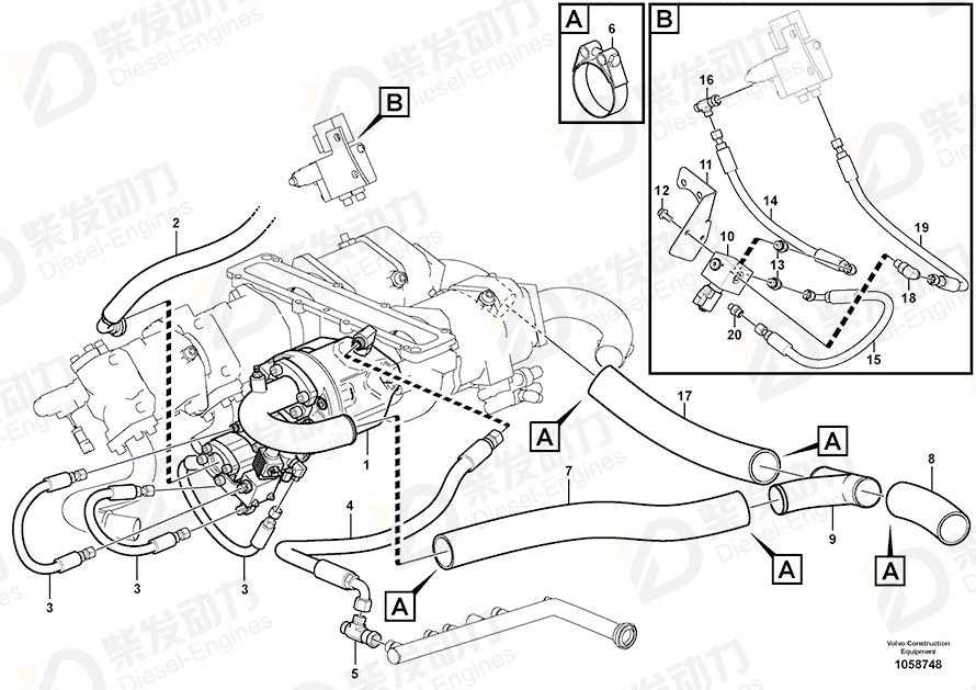 VOLVO Hose assembly 15111556 Drawing