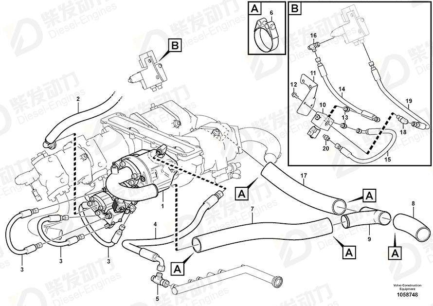 VOLVO Hose 11124163 Drawing