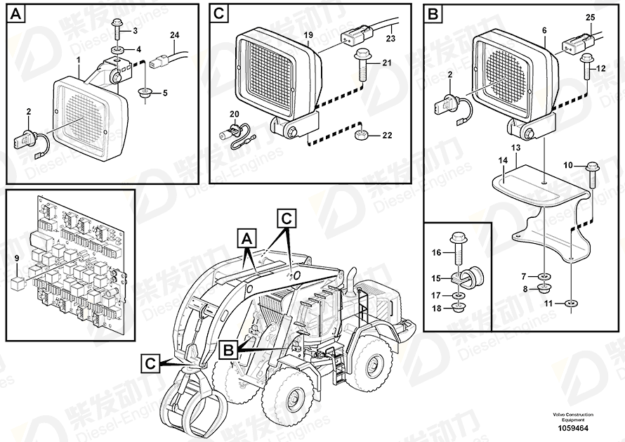 VOLVO Work lamp 11170010 Drawing