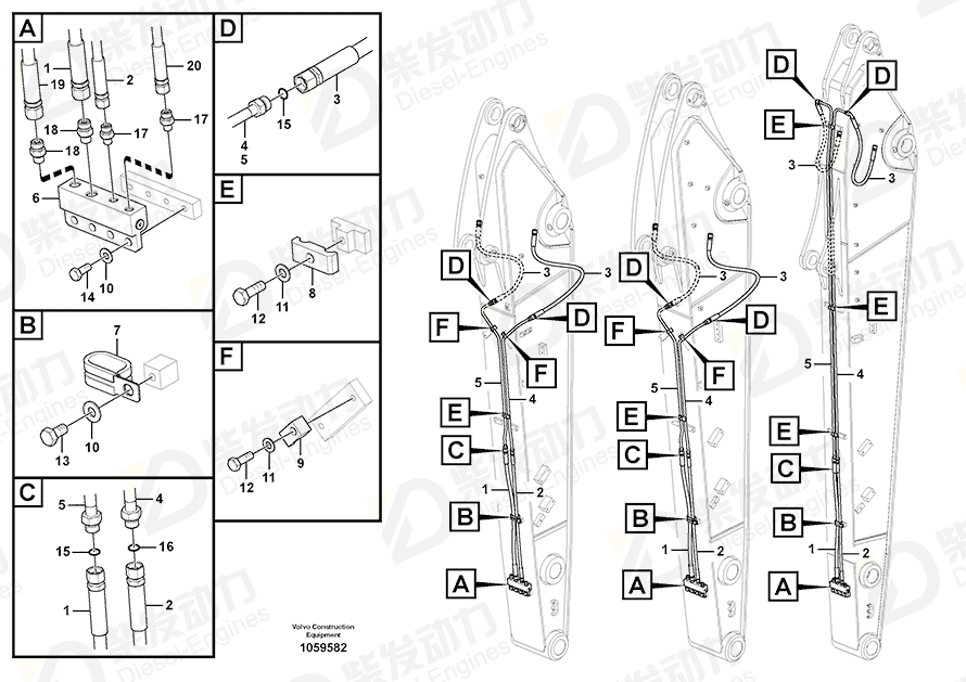 VOLVO Hose assembly 14881580 Drawing VOLVO Hose assembly 14881580 Drawing